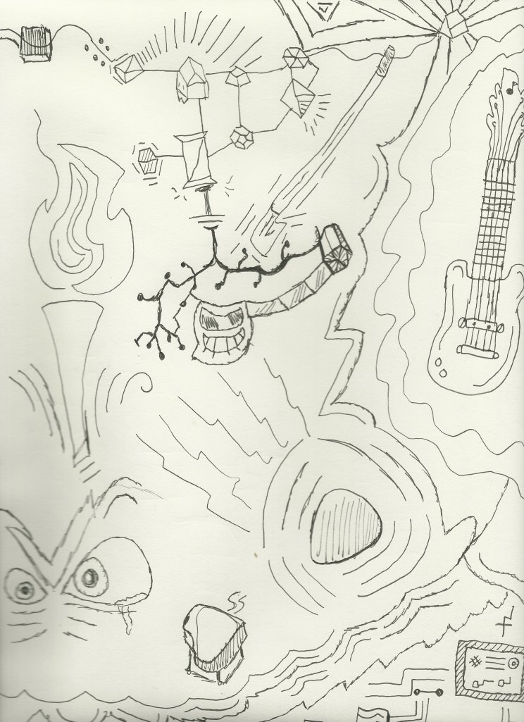 The original pen sketch drawing behind my final poster "Re-Invented"