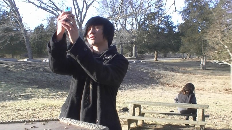 Frankie enjoys filming a nature scene